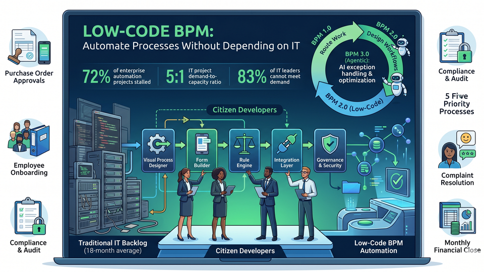 Uniksystem iFlowBPM visual process designer empowering citizen developers to build enterprise automations without coding