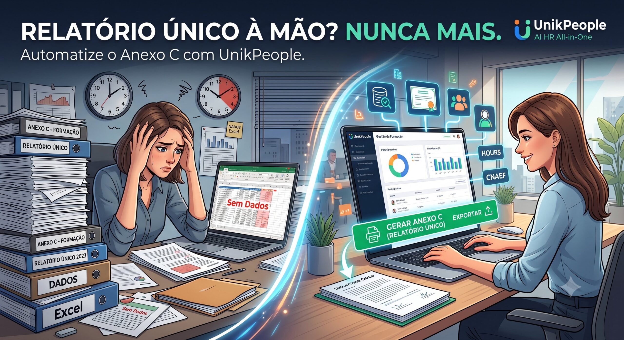 UnikPeople training management dashboard showing Annex C automated export and employee training balance compliance